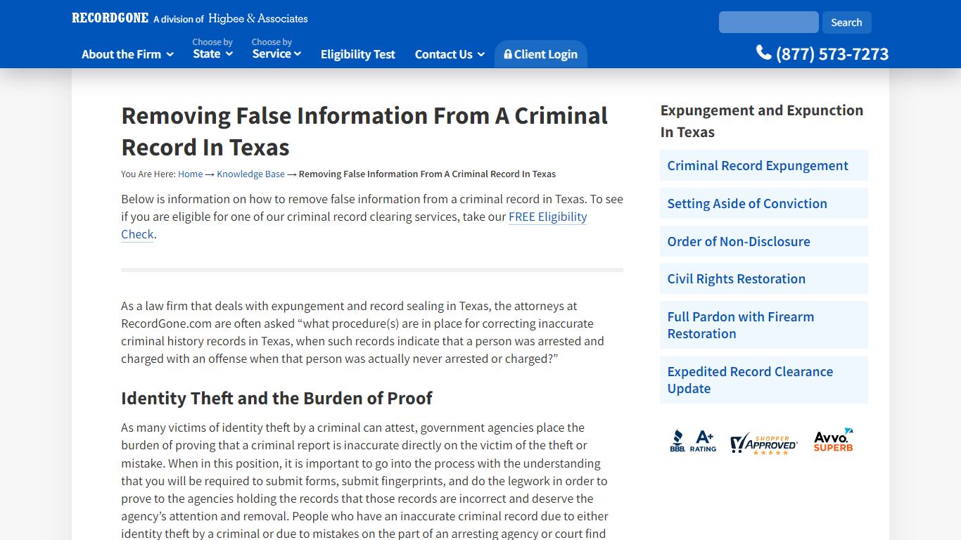 Removing False Information From A Criminal Record In Texas